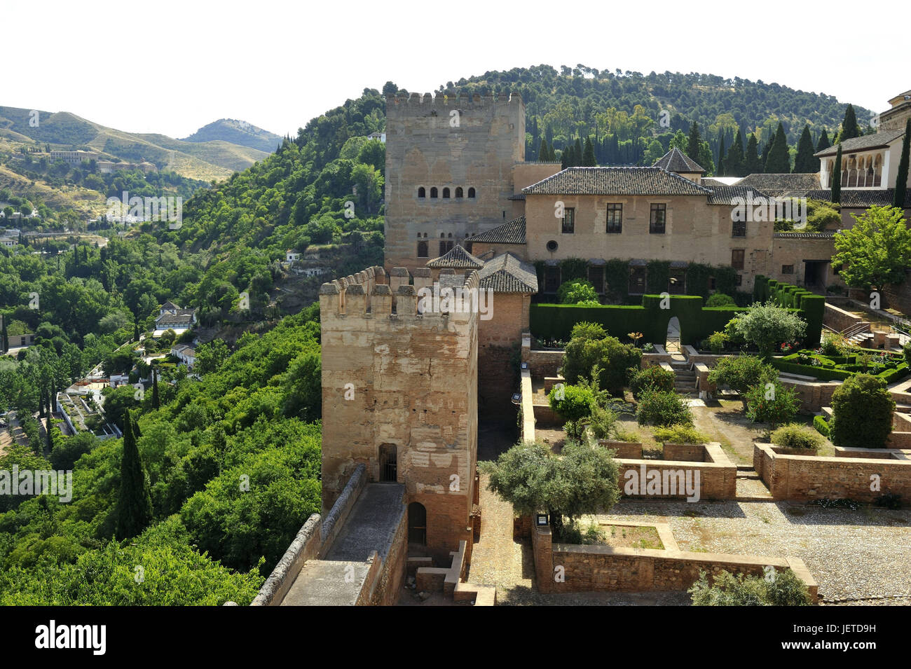 Spain, Andalusia, Granada, Alhambra palace, Alcazaba, view about the scenery, Stock Photo