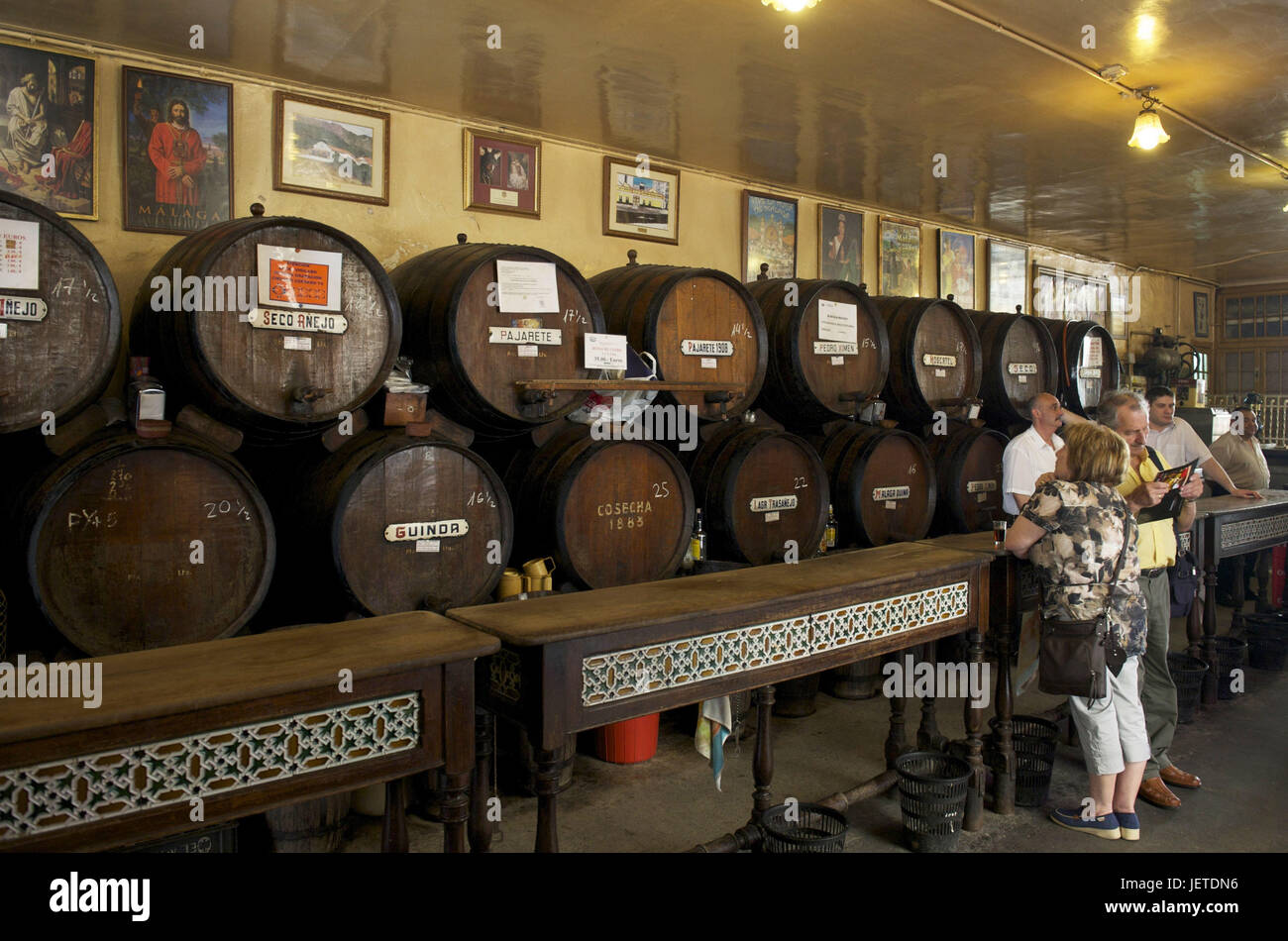 Spain, Malaga, people in a wine bar Stock Photo Alamy