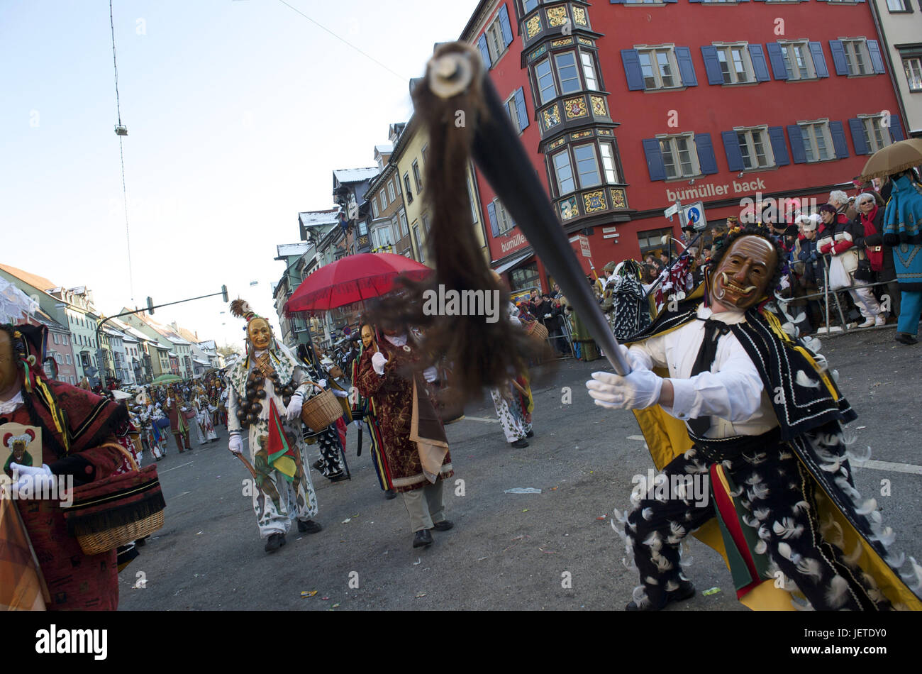 Germany, Baden-Wurttemberg, Rottweil, Rottweiler fool's guild, Federahannes makes nonsense, Stock Photo