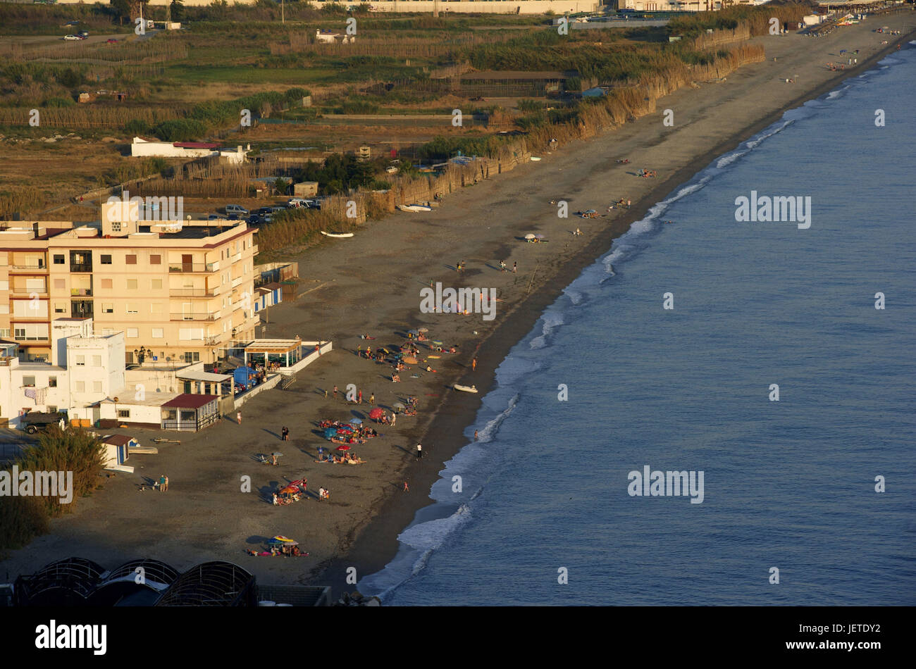 Spain, Andalusia, Costa del Sol, Salobrena, vacationer on the beach, Stock Photo