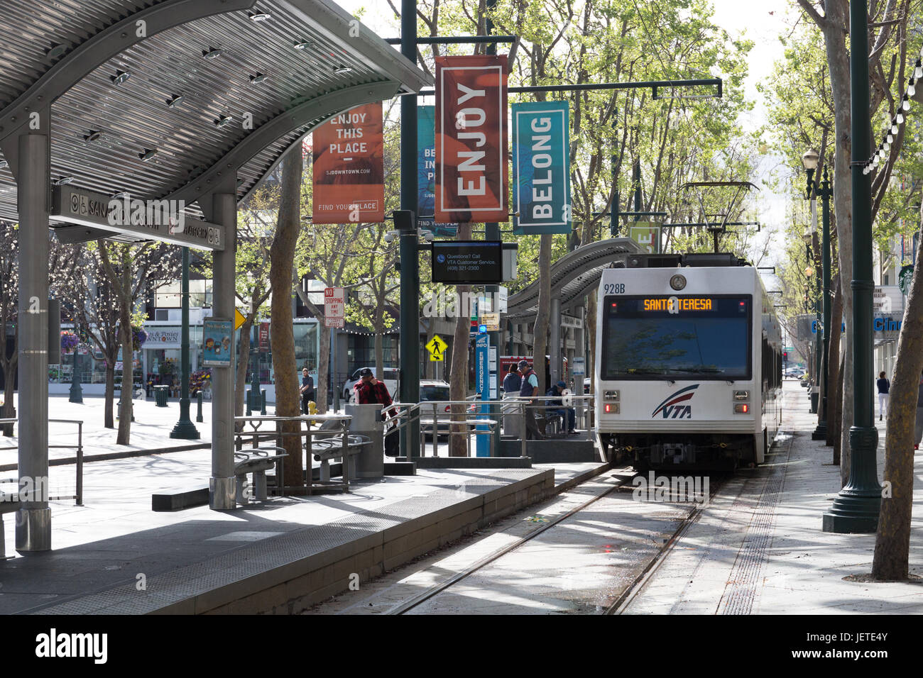 Downtown San Jose tram line Stock Photo