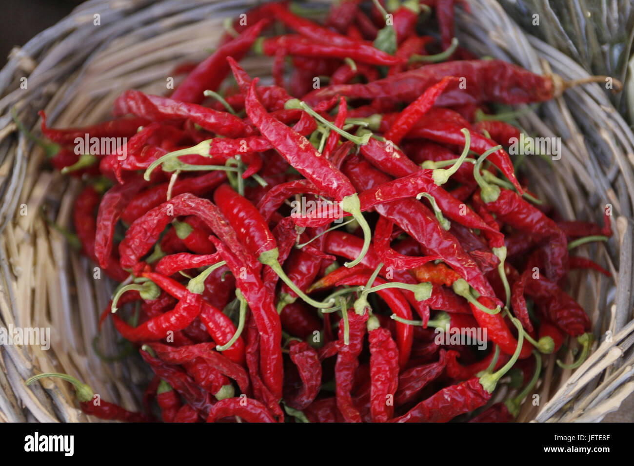 Basket, Peperonis, red, vegetables, paprika, pods, chilli pods, paprika, chilli, pepper pods, Capsicum, icon, spice, sharply, sharpness, piquant, Food, Stock Photo