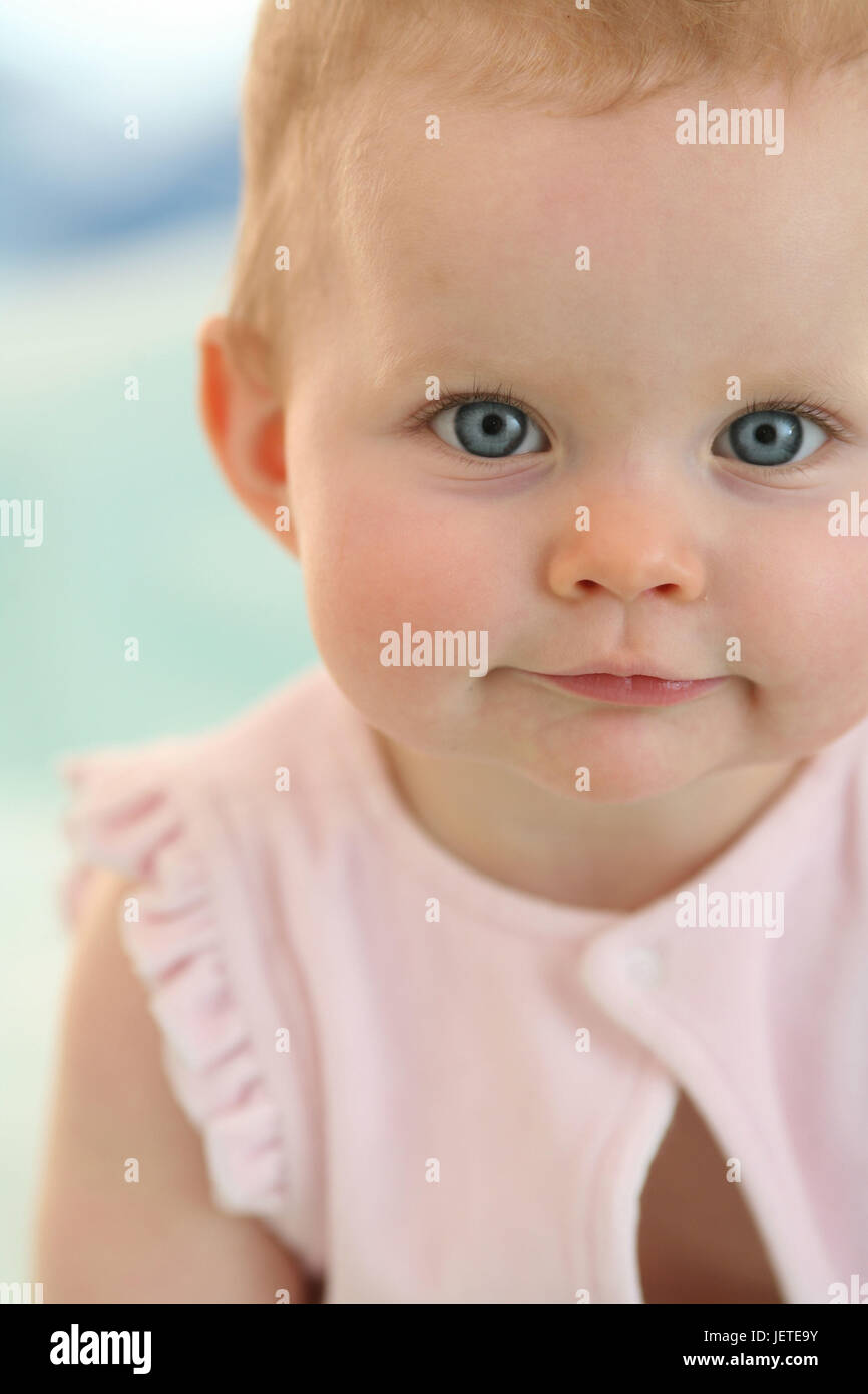 Baby, 6 months, portrait, medium close-up, Stock Photo