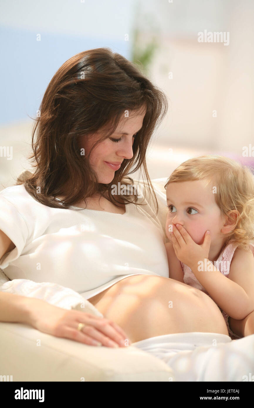 Woman, gestation, infant, 2.5 years, cuddle, Stock Photo