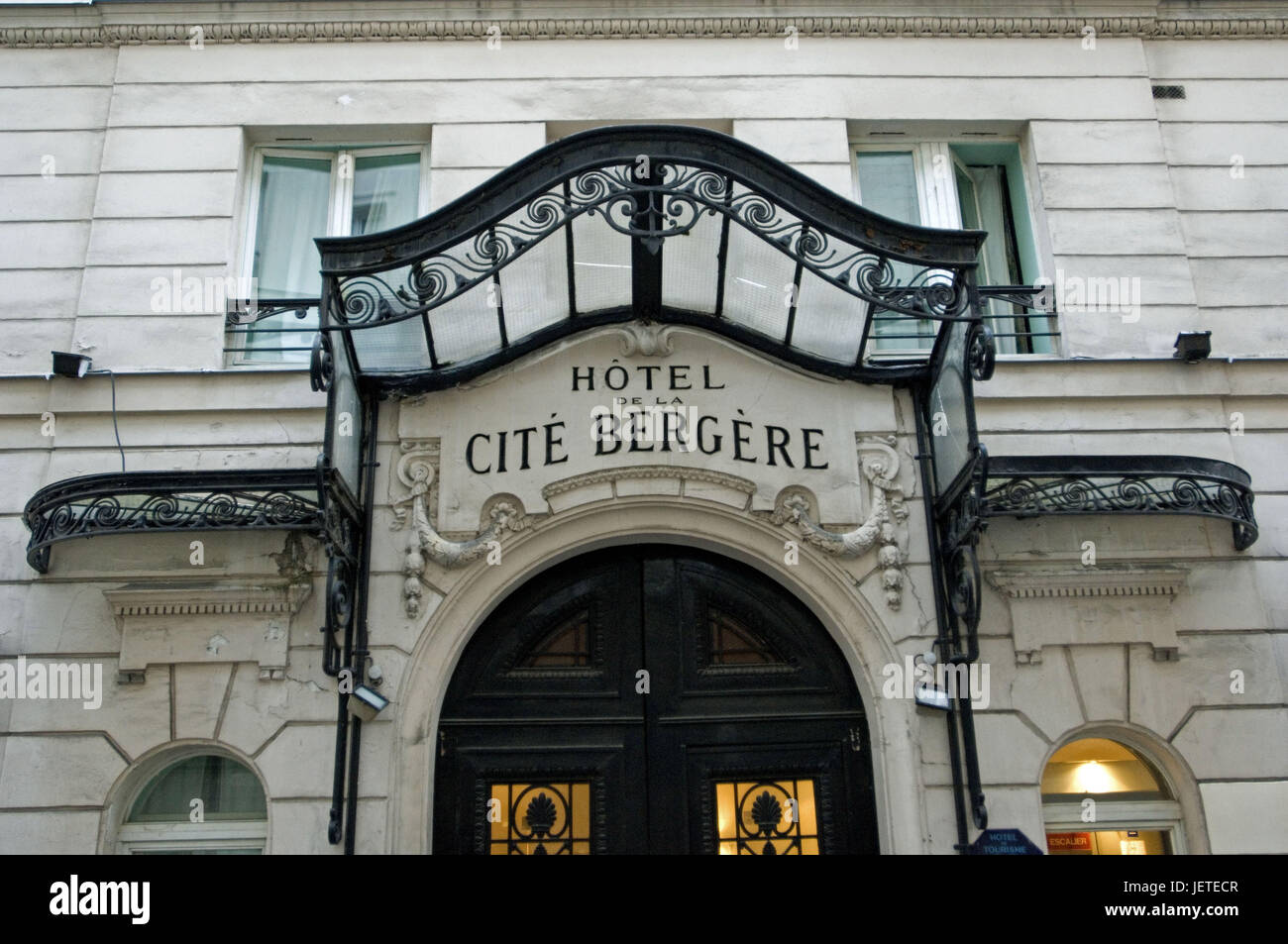 France Paris Rue Bergere Hotel Of Cite Bergere Facade Input Detail Stock Photo Alamy