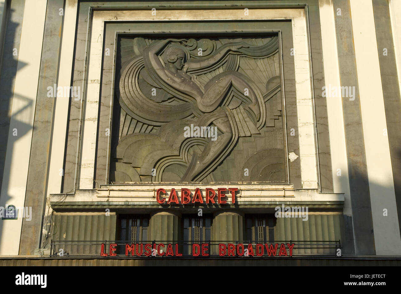 France, Paris, cabaret 'les Folies Bergeres', facade, detail, wall relief, Stock Photo