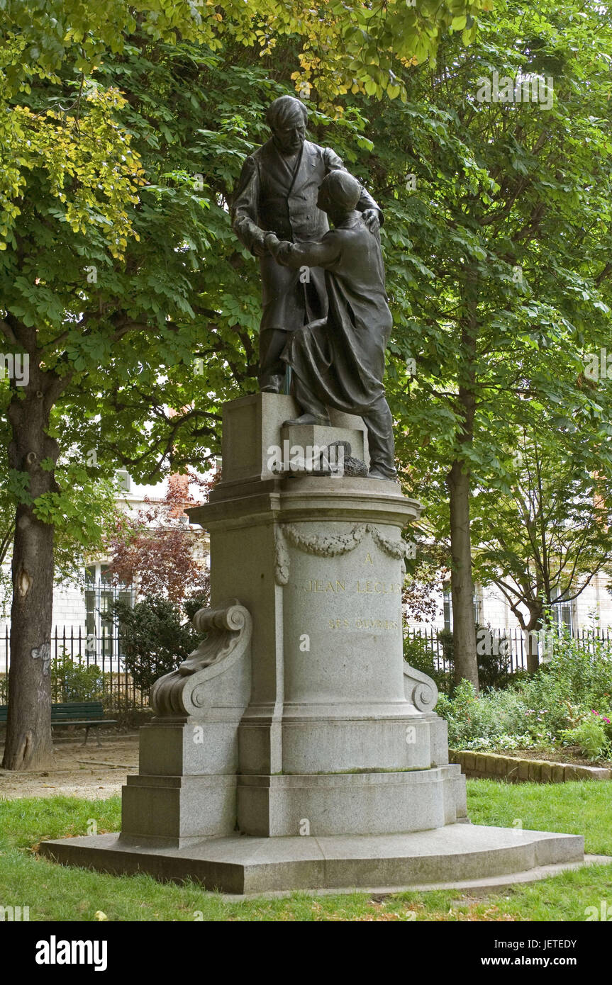 France, Paris, Square of the Epinettes, Jean Leclaire Statue, Stock Photo