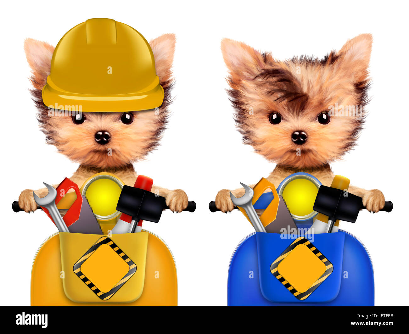 Funny dog with construction tools isolated on white Stock Photo - Alamy