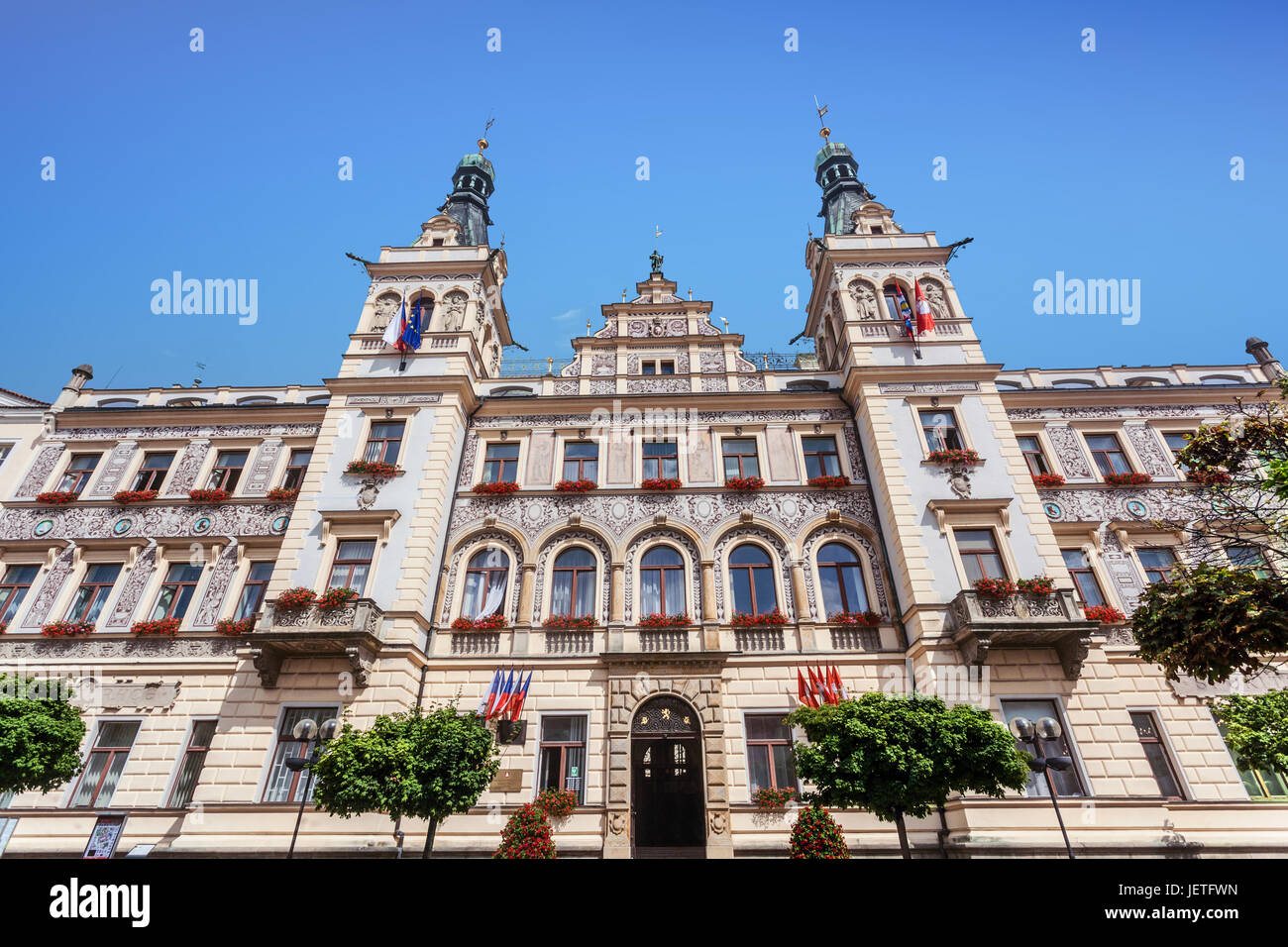 Pardubice, City Hall at Main square, Eastern Bohemia, Pardubice Czech Republic Europe Stock Photo