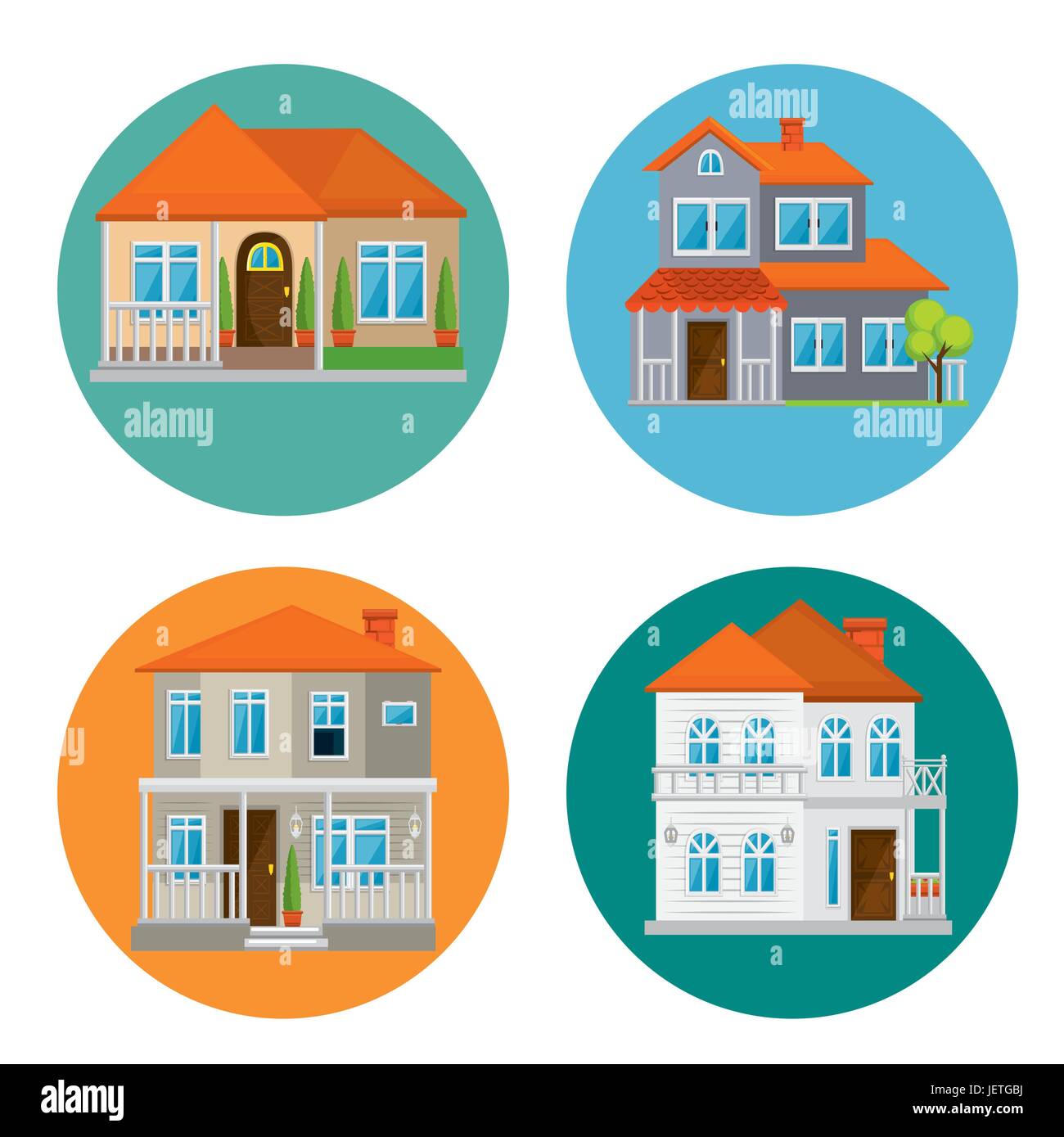Set houses, buildings in flat style design Stock Vector Image & Art - Alamy