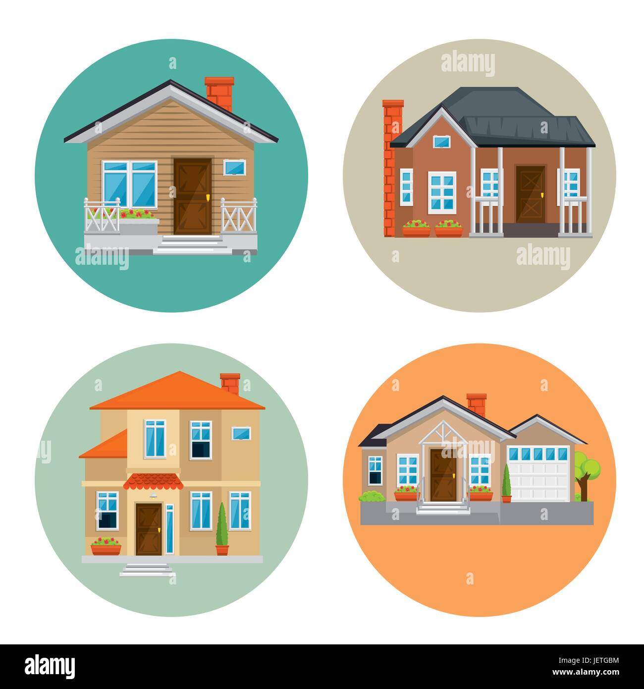 Set houses, buildings in flat style design Stock Vector Image & Art - Alamy