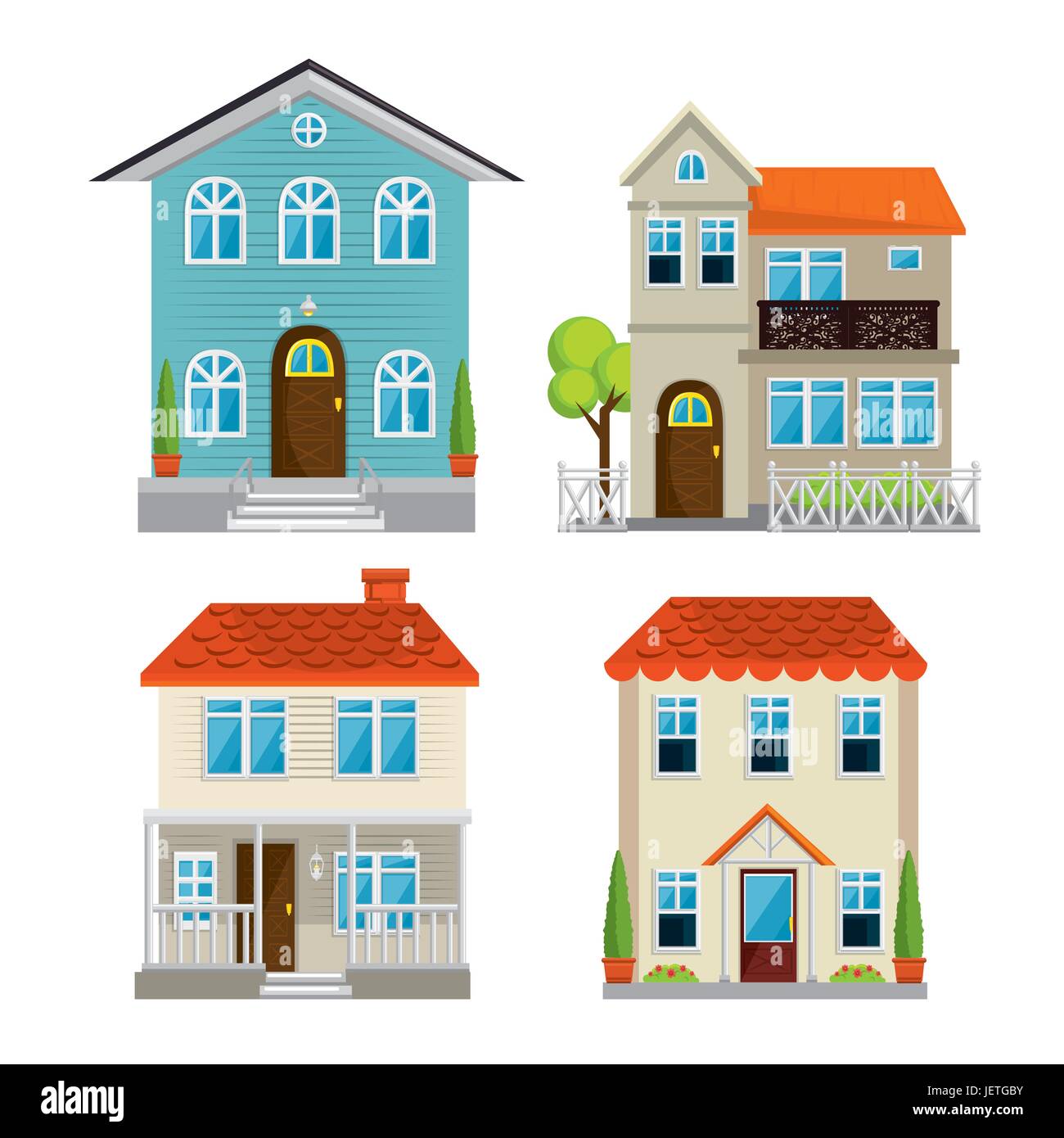 Set houses, buildings in flat style design Stock Vector Image & Art - Alamy