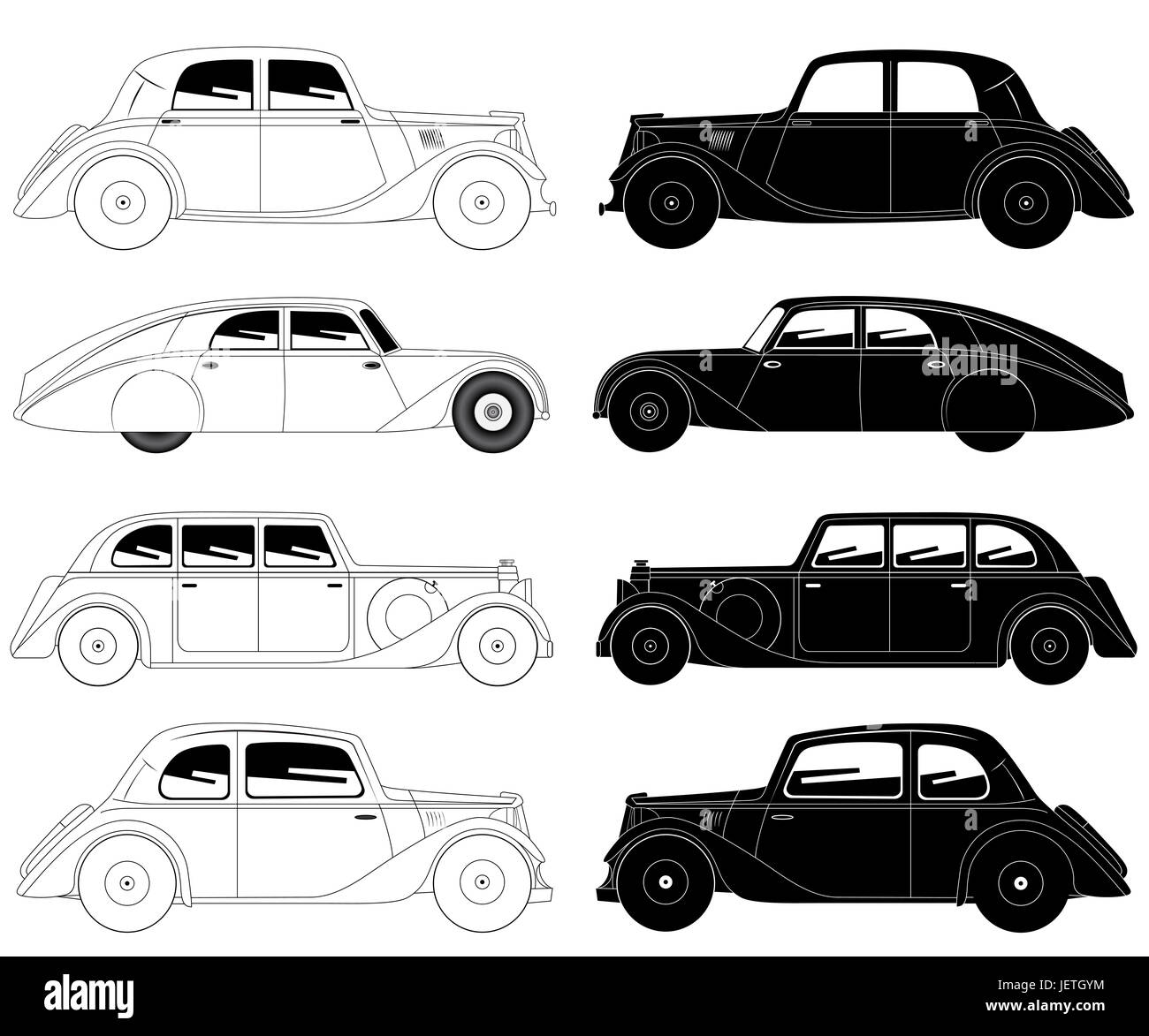Vector illustration of the set of vintage cars Stock Photo