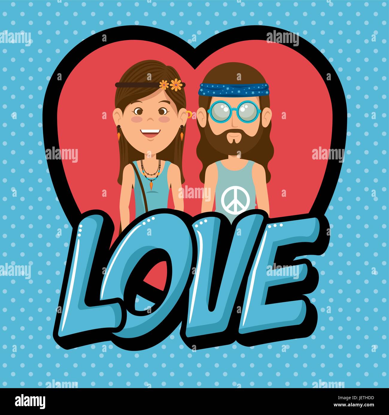 hippie people cartoon Stock Vector