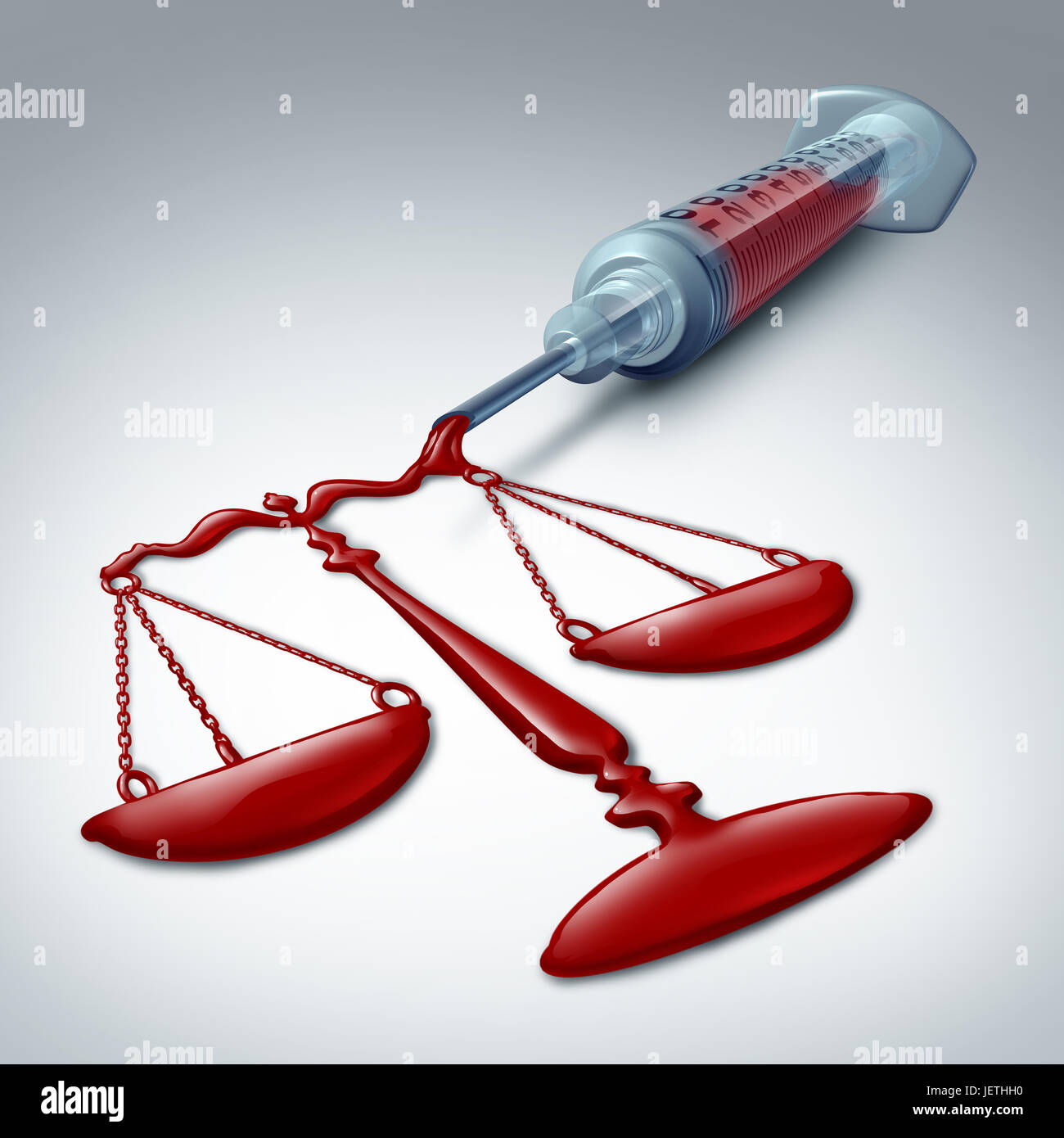 Medical law concept as a medicine symbol for malpractice or patient rights and a symbol for a hospital lawyer as a 3D illustration. Stock Photo