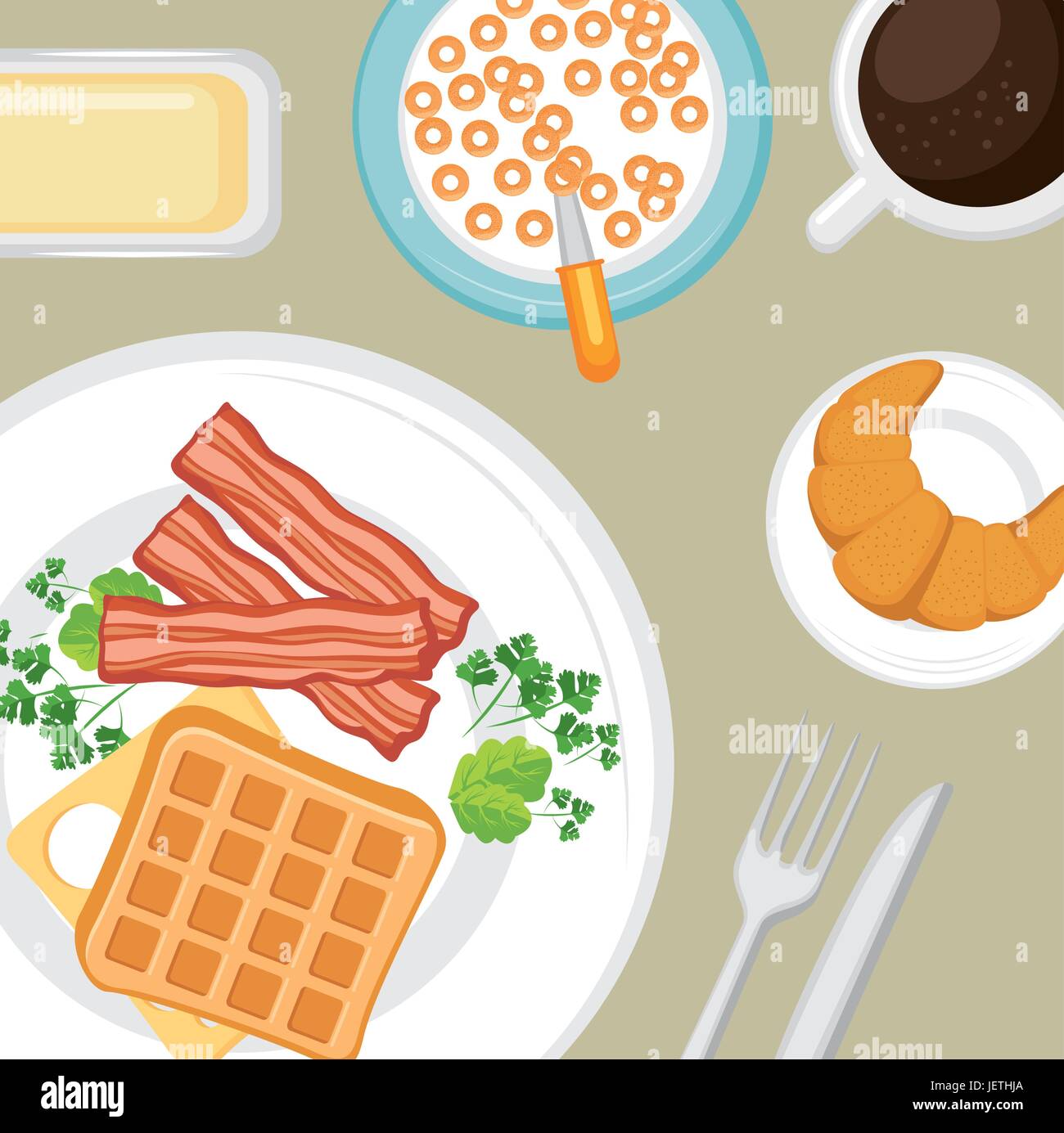 breakfast concept with food and drinks Stock Vector Image & Art - Alamy
