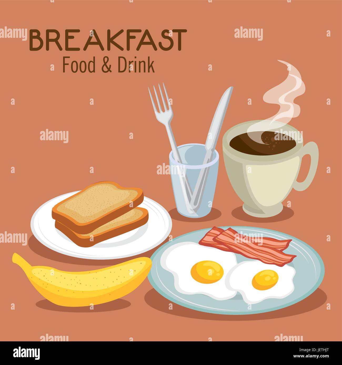 breakfast concept with food and drinks Stock Vector Image & Art - Alamy