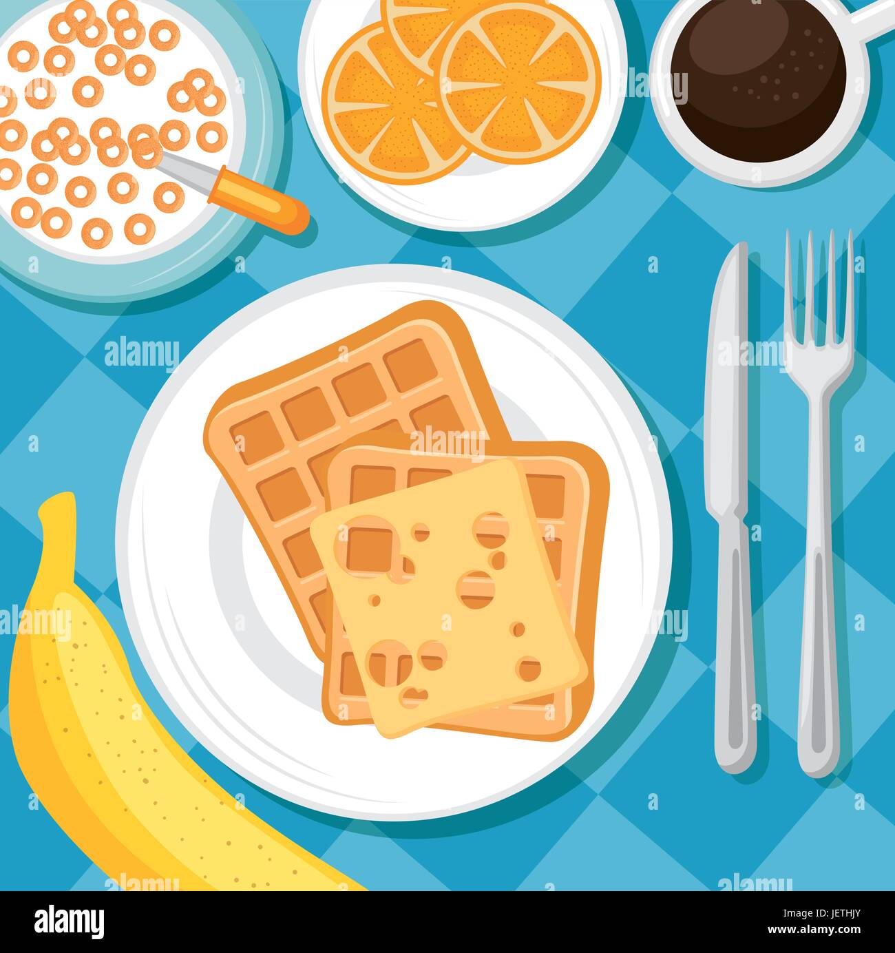 breakfast concept with food and drinks Stock Vector Image & Art - Alamy