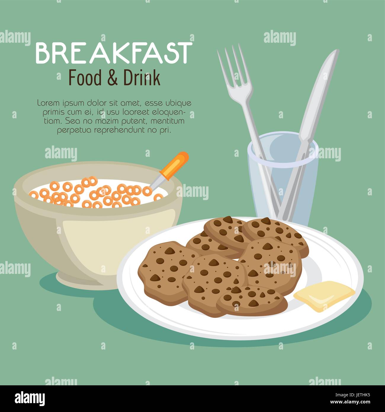 breakfast concept with food and drinks Stock Vector Image & Art - Alamy