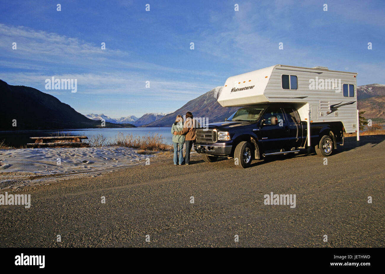 On Alaska highway in the Yukon, Canada, Auf dem Alaska Highway im Yukon ...