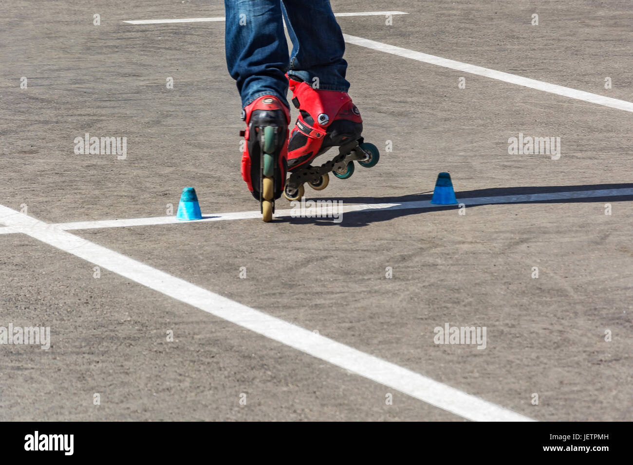 Legs in roller skates on asphalt Stock Photo Alamy