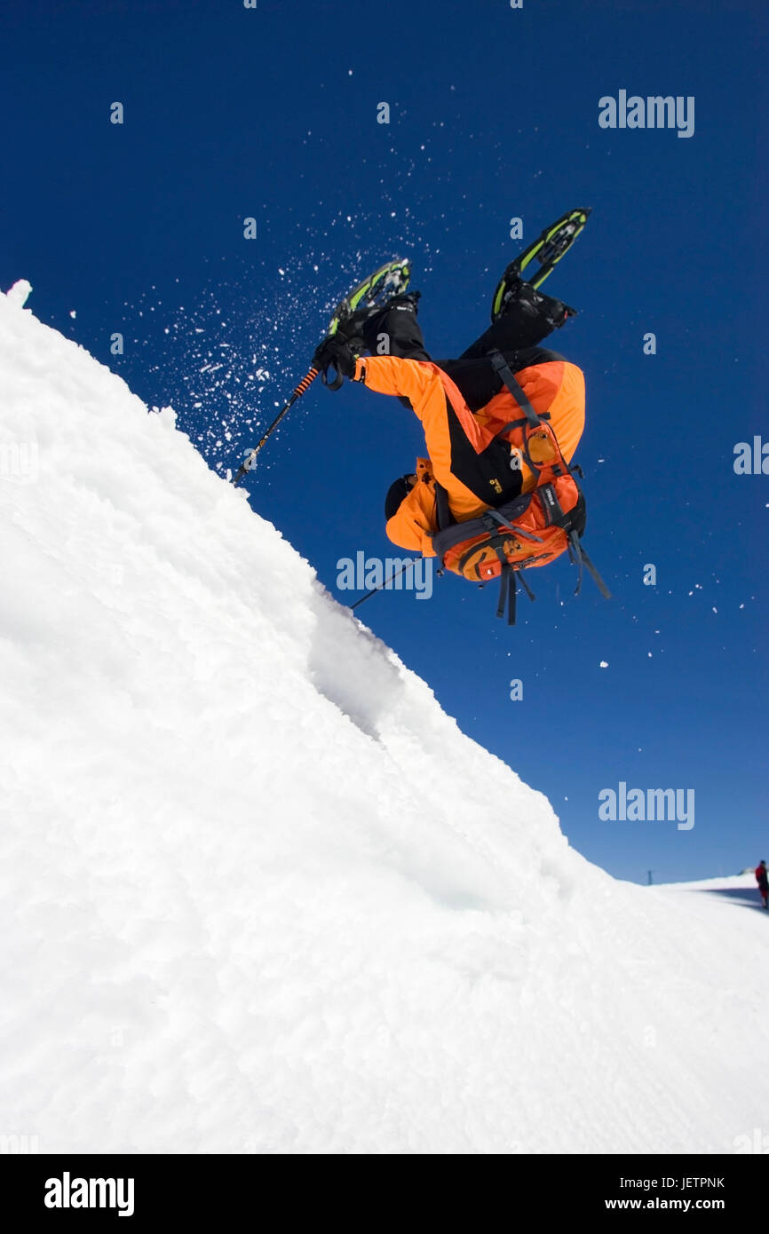 Snowy shoe walking, fun sport in the snow, ?sterreichw, Schneeschuhwandern, Funsport im Schnee, Österreichw Stock Photo