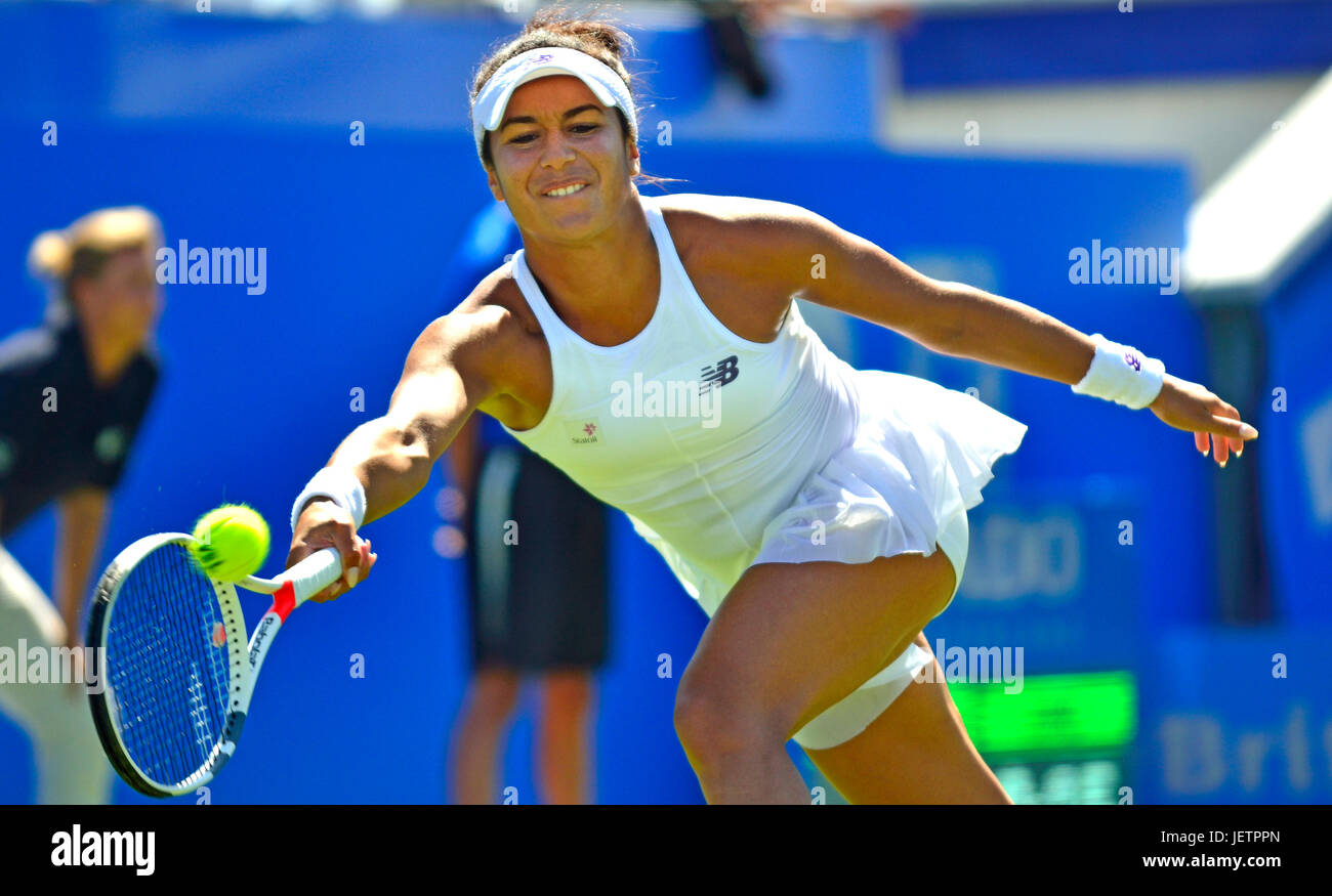 Heather Watson (GB) on centre court at Eastbourne, 26th June 2017 Stock Photo