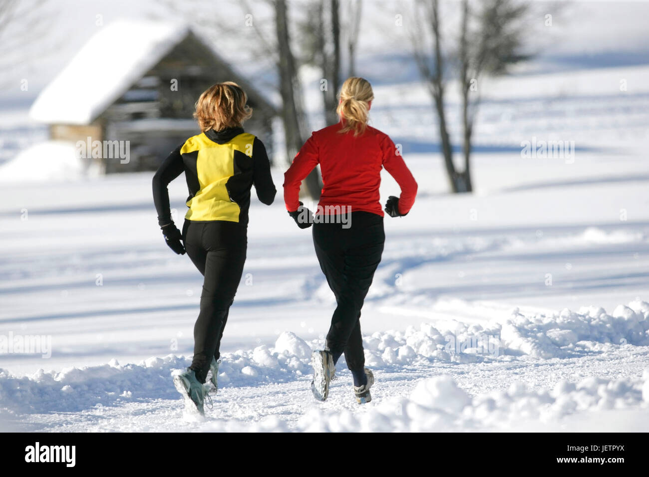 Jogging in winter, Joggen im Winter Stock Photo Alamy
