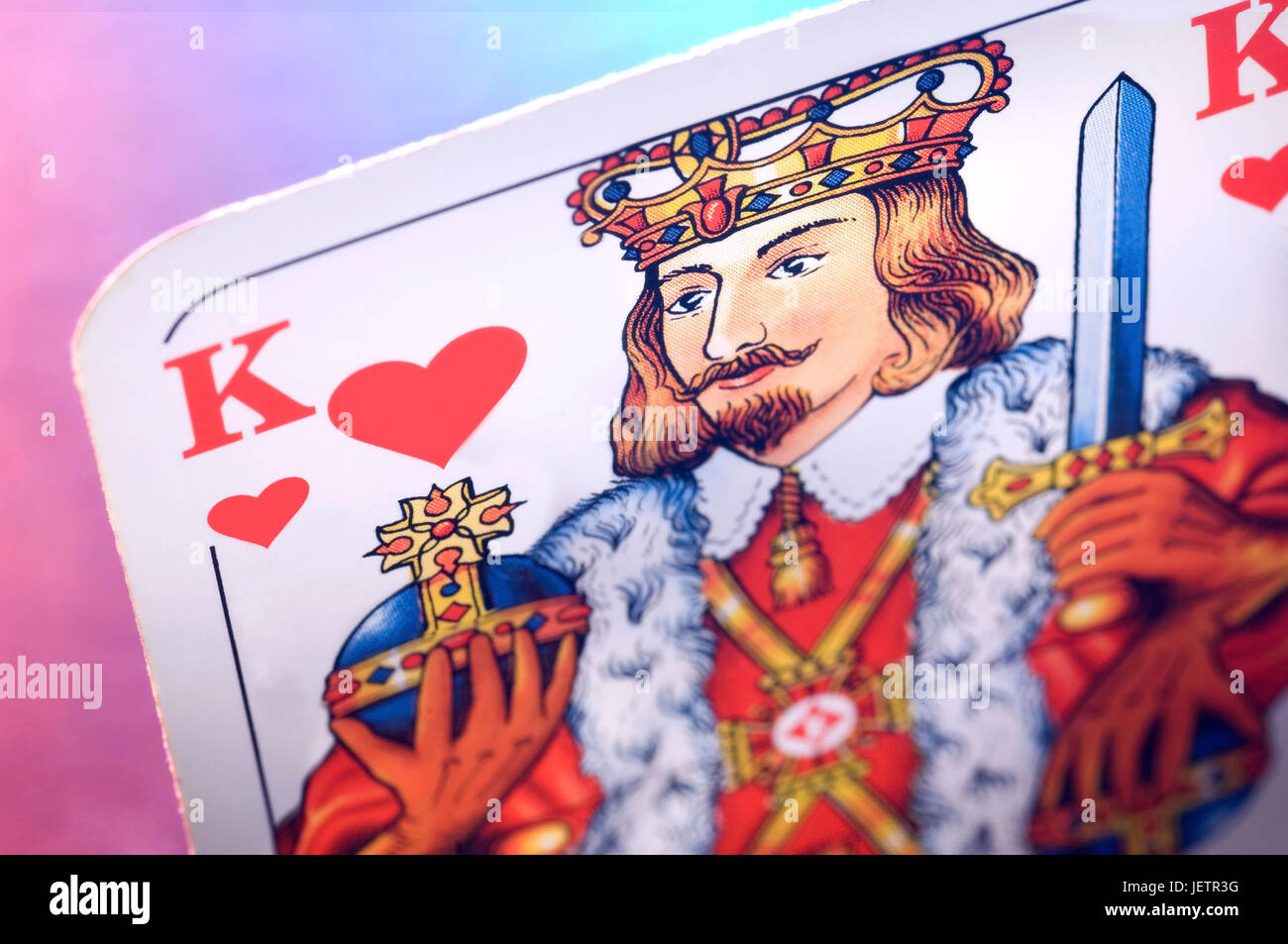 Playing card heart king, Spielkarte Herzkoenig Stock Photo