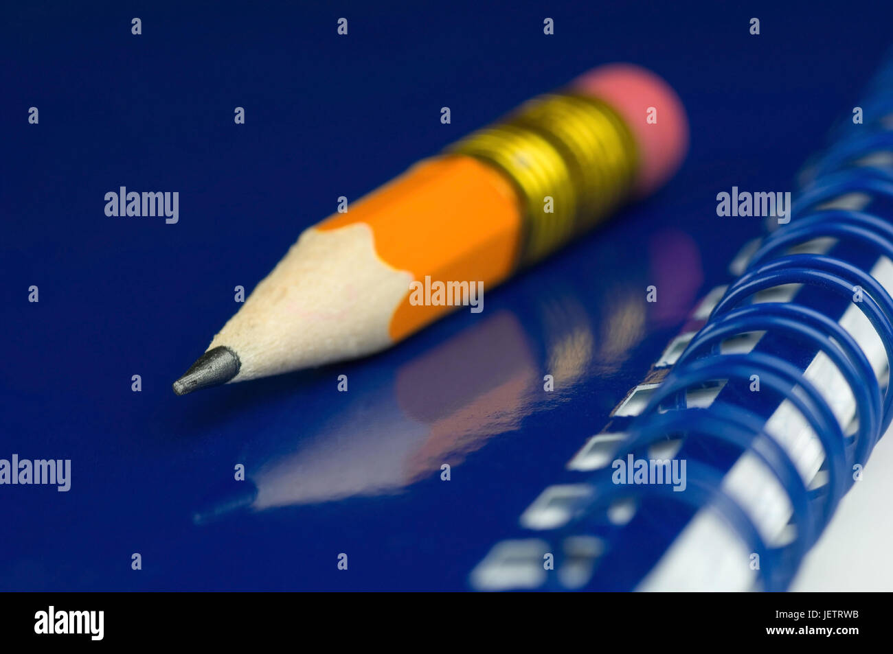 Short pencil with notepad, Kurzer Bleistift mit Notizblock Stock Photo