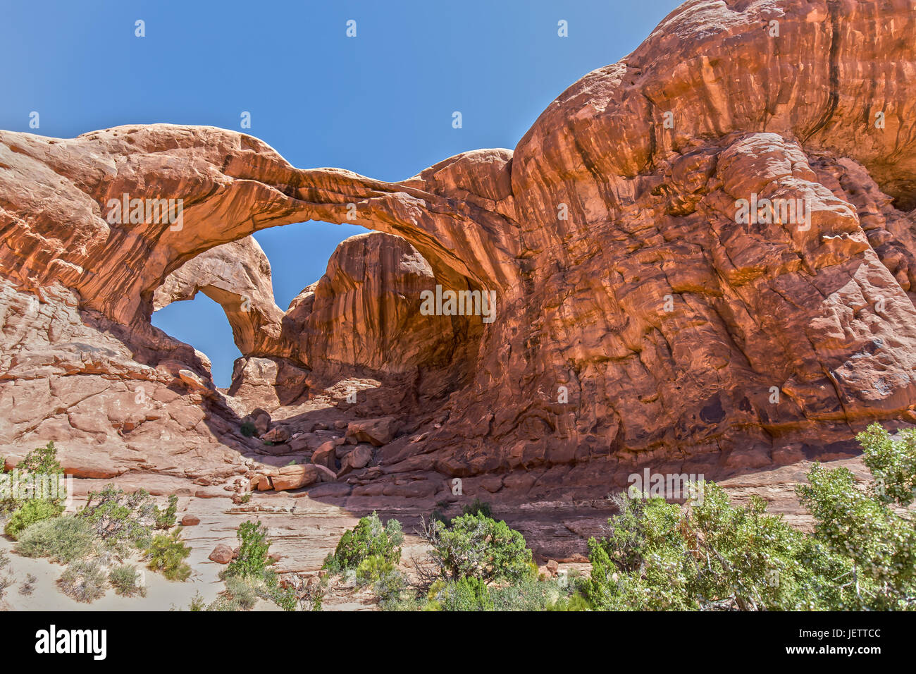 Double Arch in Arches National Park in Utah Stock Photo