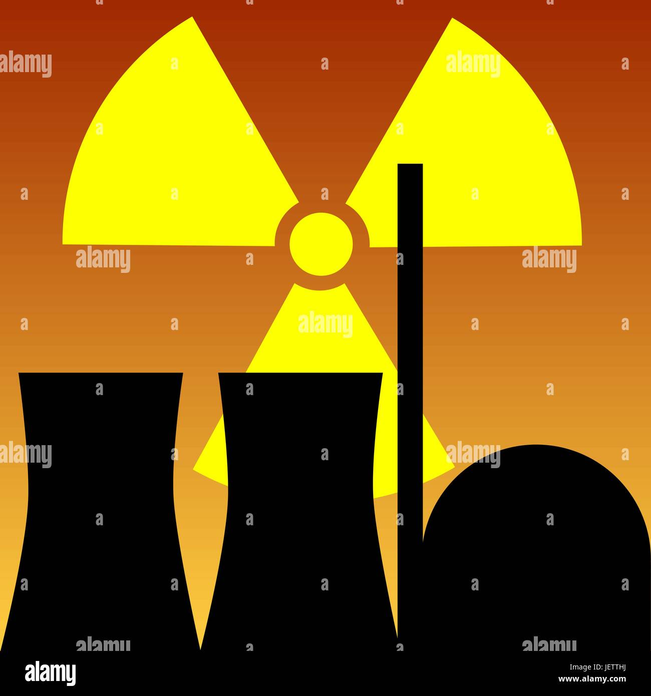 silhouette, nuclear power station, radiation, radioactivity, vector graphics, Stock Vector