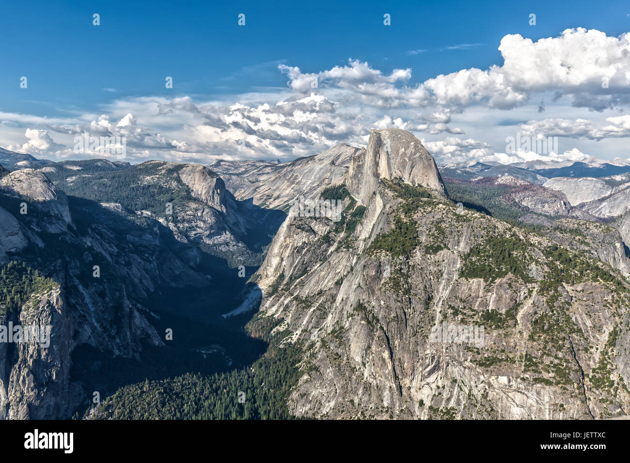 View from Glacier Point over Half Dome and Yosemite Valley Stock Photo