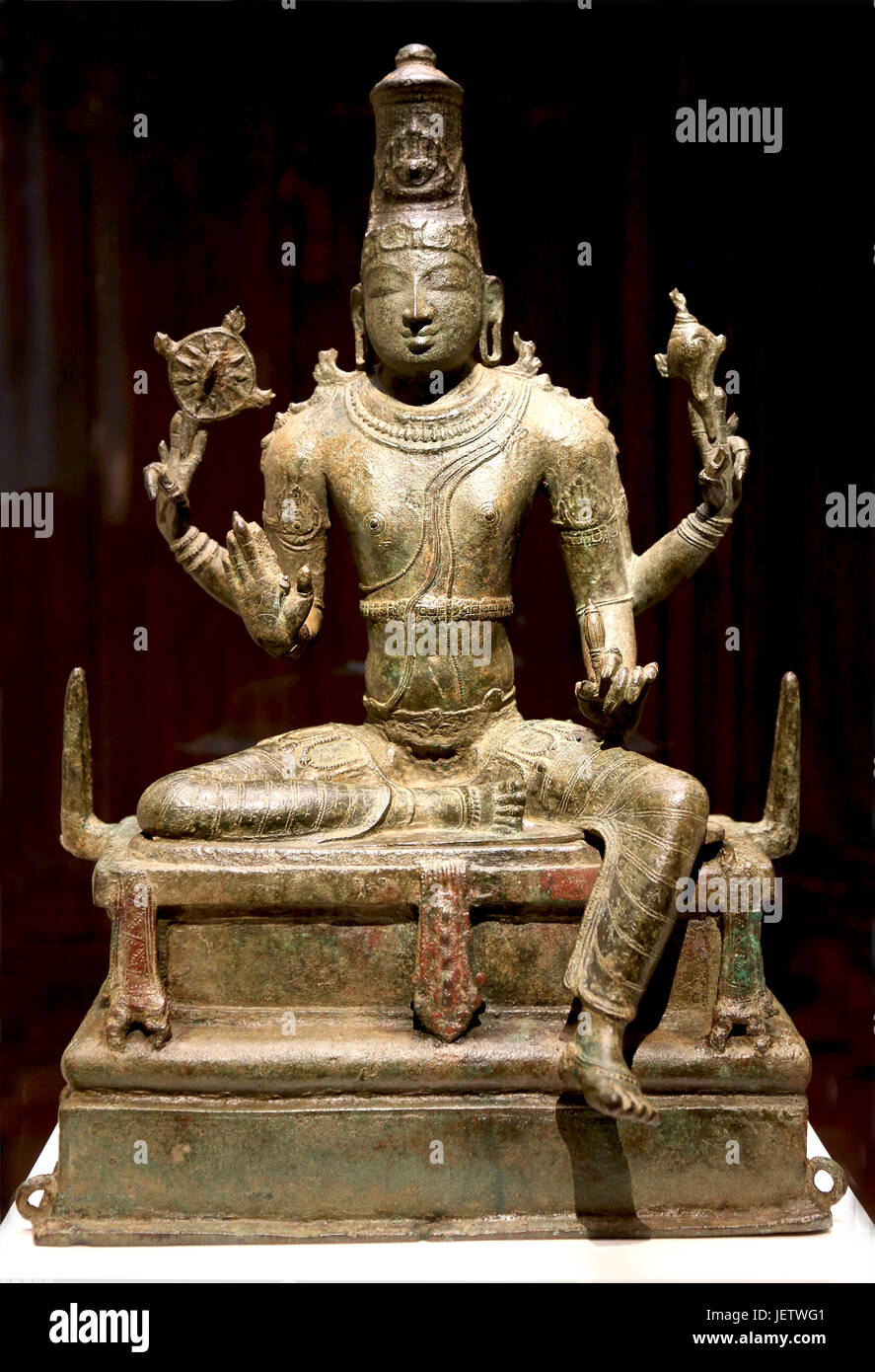 Vishnu. Chola Dinasty  (11th-12th) Century. Southern of India. Highest quality bronze. Stock Photo