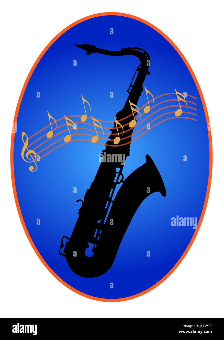 saxophone in blue oval - indemnified vector Stock Vector