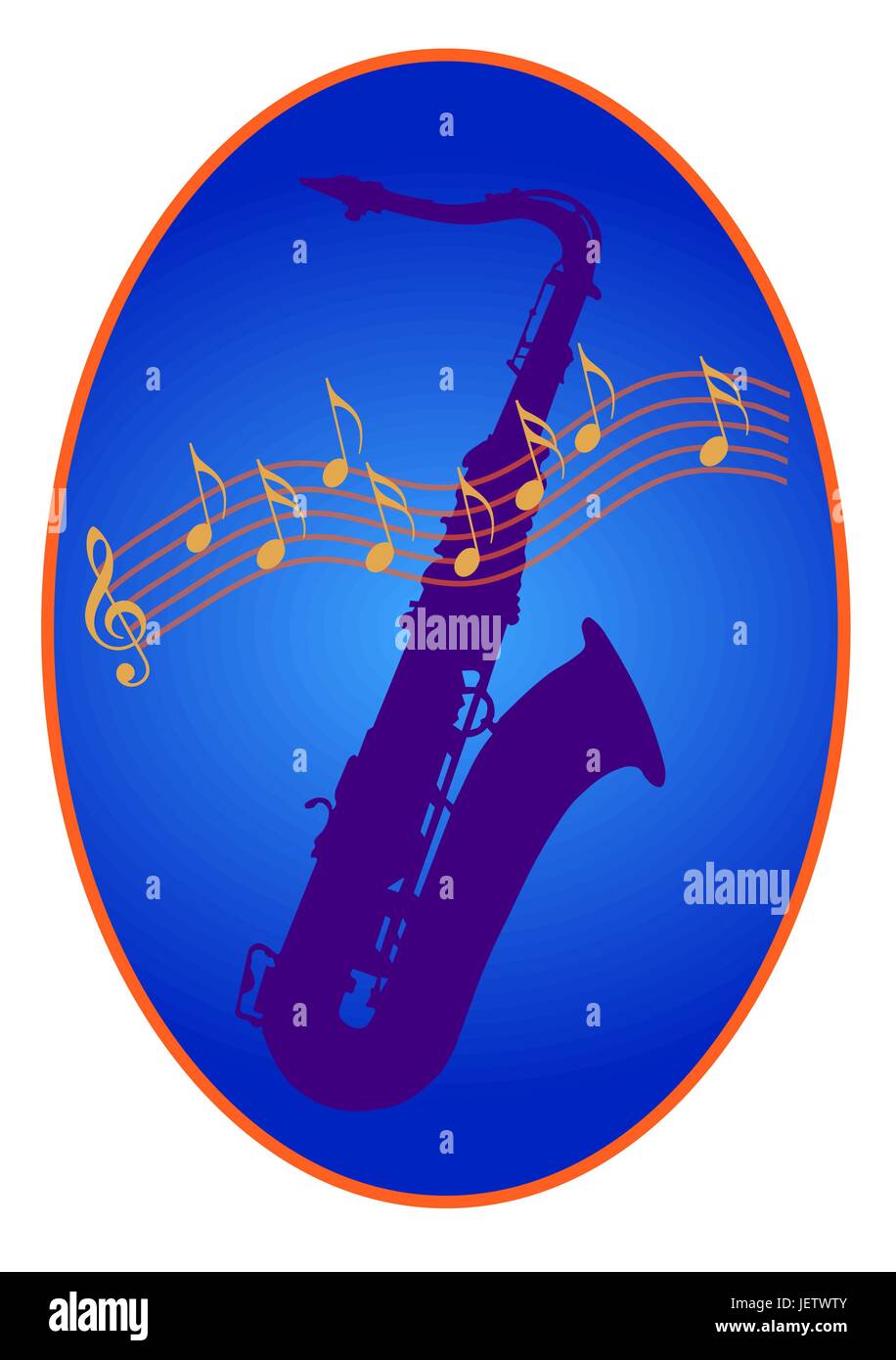 saxophone in blue oval - indemnified vector Stock Vector