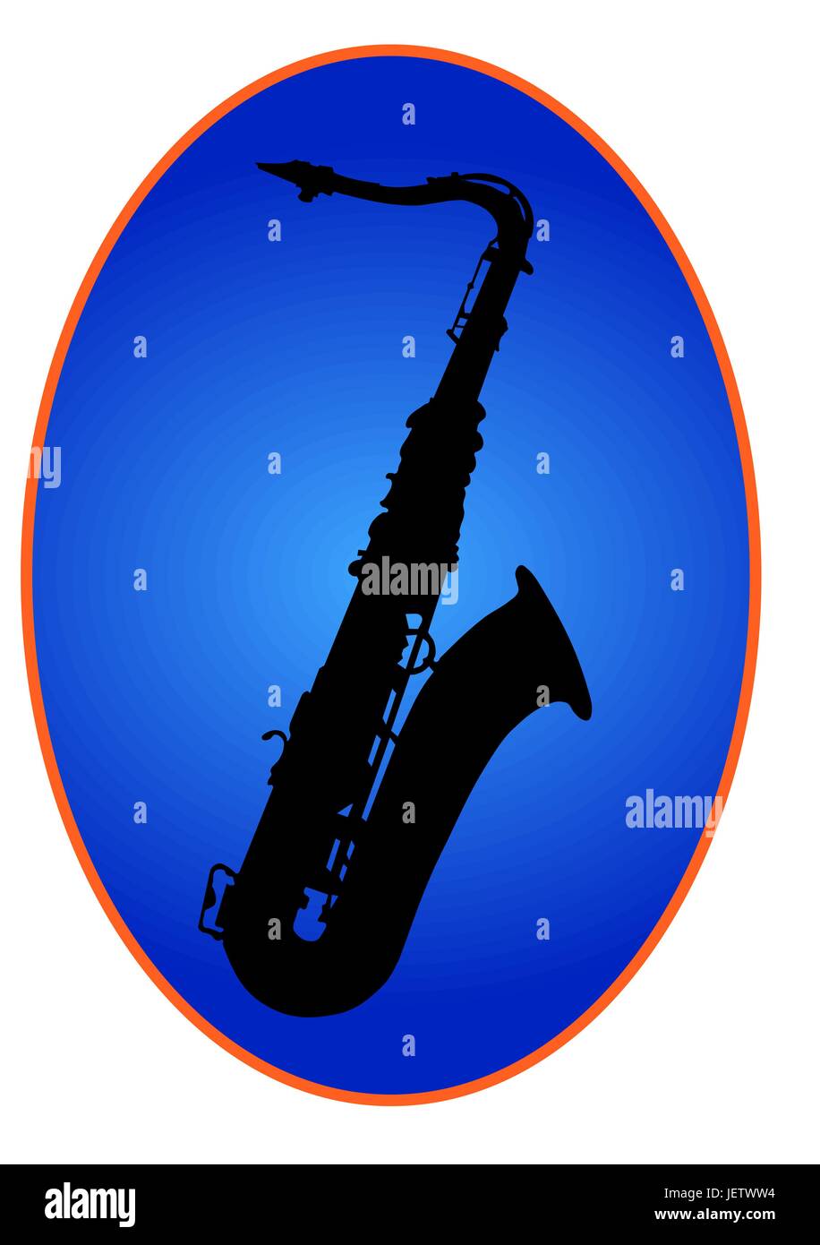 saxophone in blue oval - indemnified vector Stock Vector