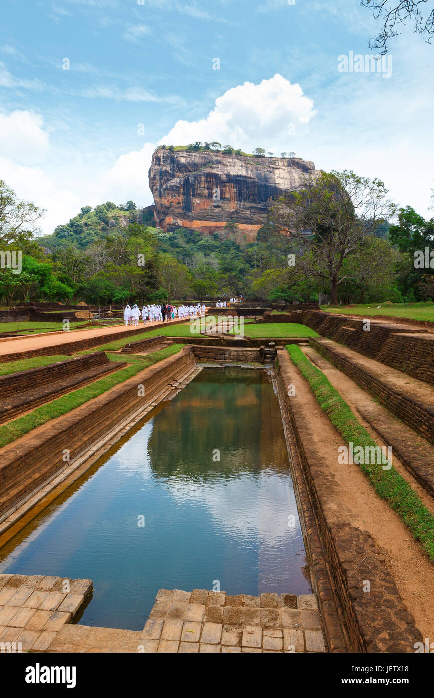 SIGIRIYA, SRI LANKA, MARCH 09, 2016 Lion's Rock - famous place of interest, an ancient rock fortress located near city Dambulla,  in the Central Provi Stock Photo