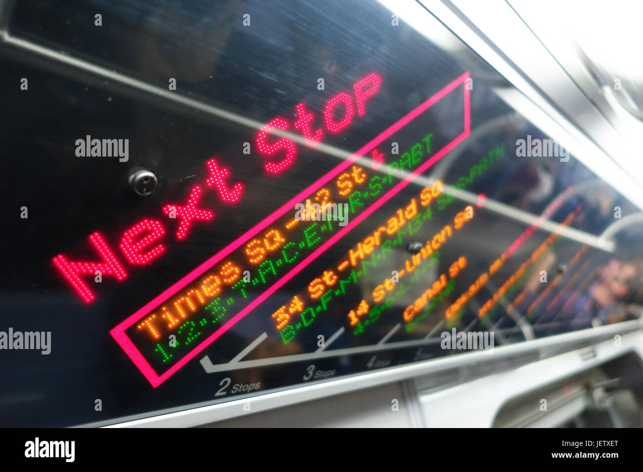 NEW YORK, USA NOVEMBER 22, 2016 Informative sign of train stops in