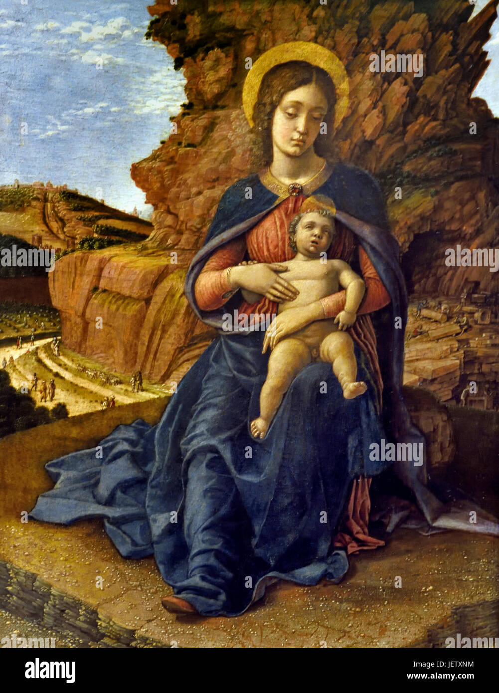 Madonna delle Cave - Madonna in the Cave 1488 Andrea Mantegna 1431 –1506  Italian painter Stock Photo