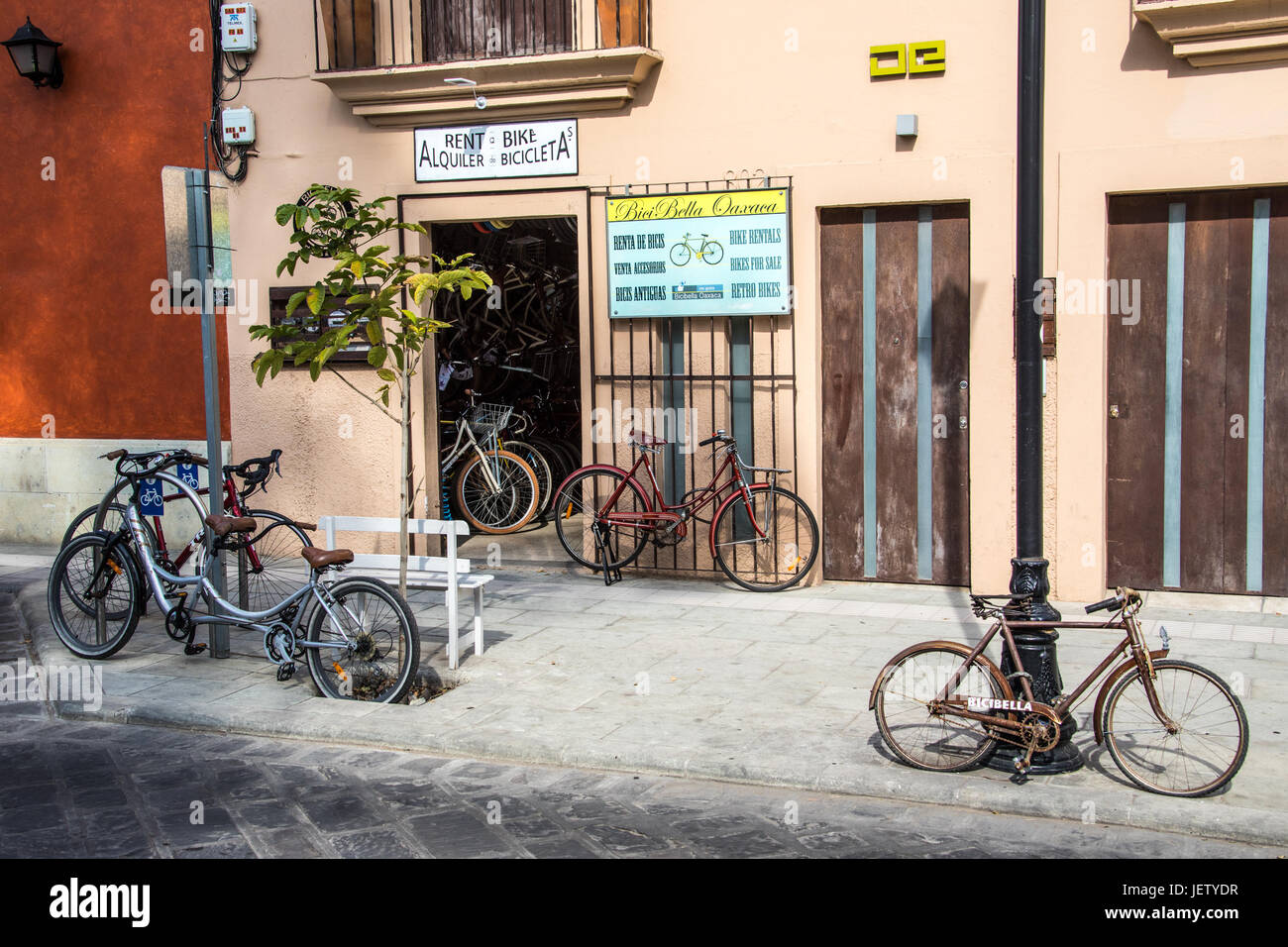 Bike rental in Oaxaca, Mexico Stock Photo