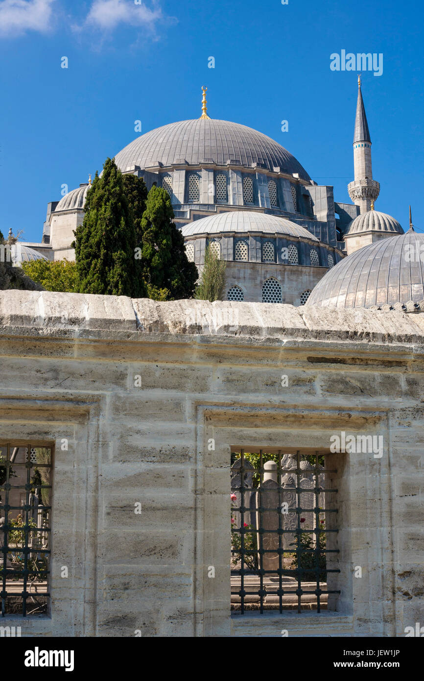 View of Islamic Mosque and graveyard in Istanbul, Turkey. Stock Photo