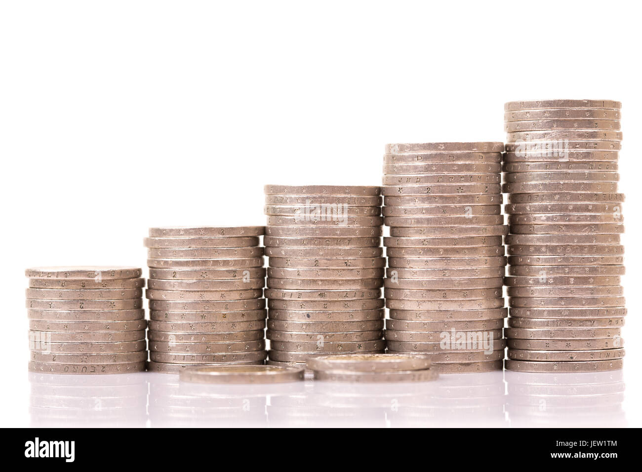 Heap of two euro coins isolated on white background Stock Photo - Alamy