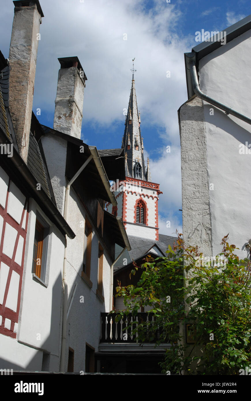 Ediger Germany historic church spire and houses in Ediger Mosel Germany Stock Photo ...
