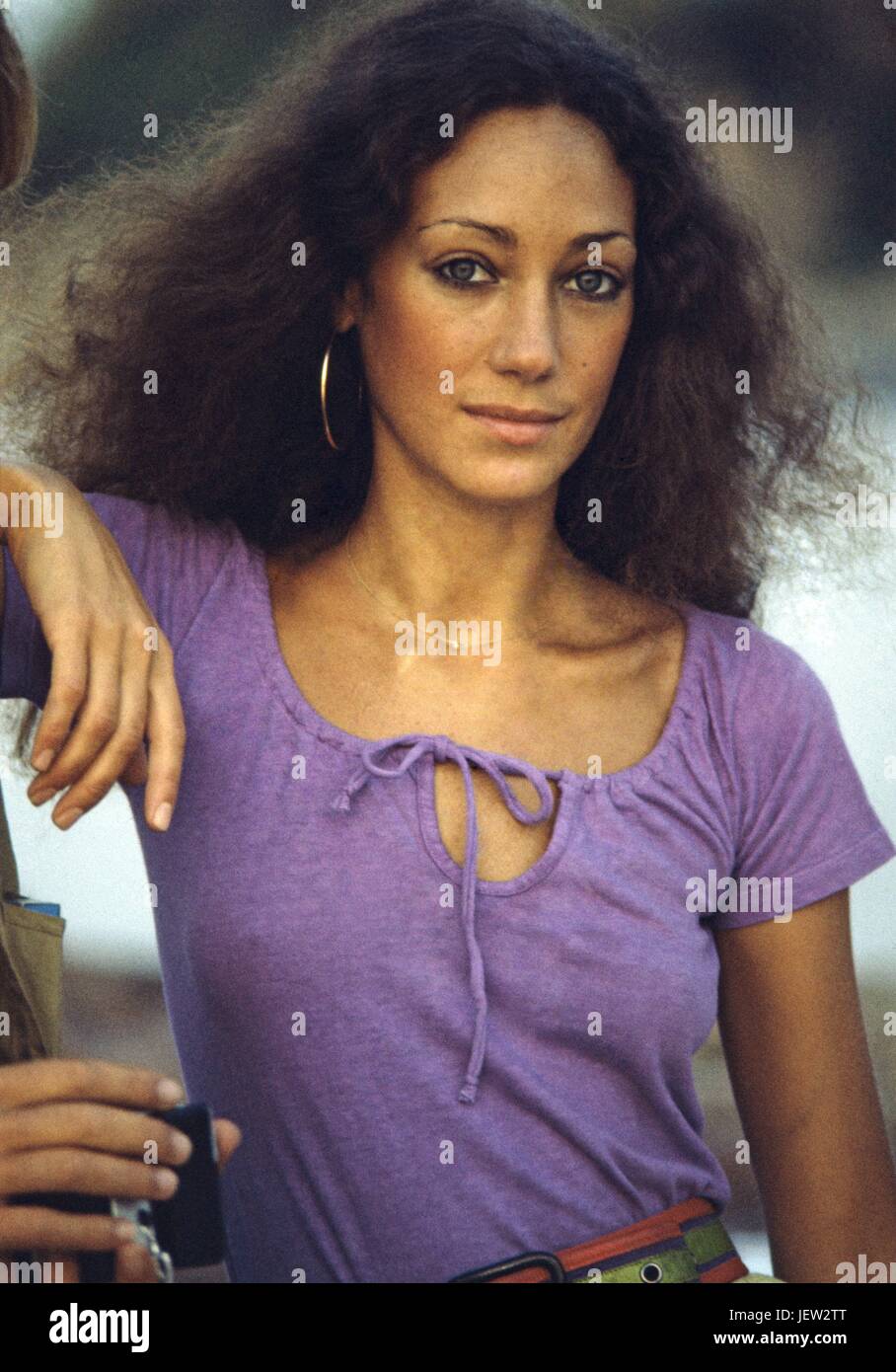 American model Marisa Berenson.  Saint-Tropez, 1975 Photo Michael Holtz Stock Photo