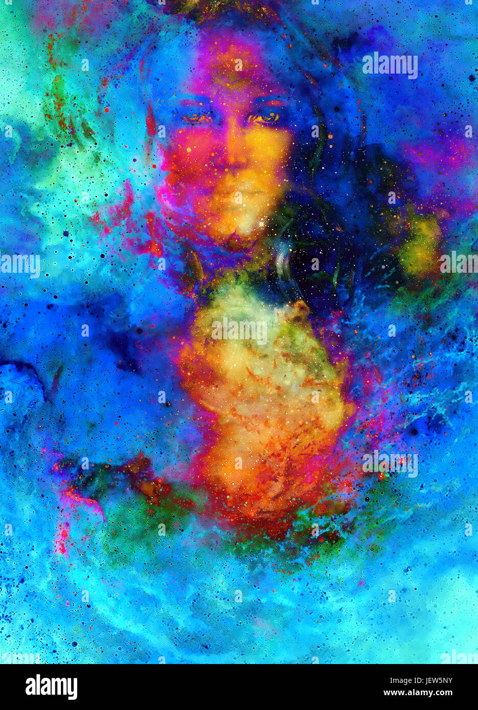 Goddess Woman in Cosmic space. Cosmic Space background Stock Photo - Alamy