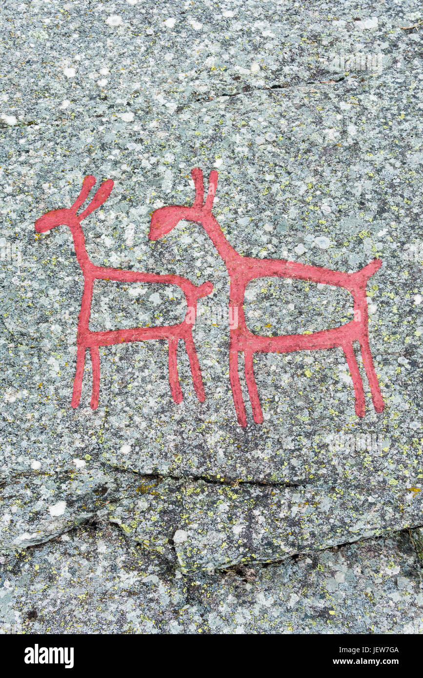 Ancient rock paintings Stock Photo
