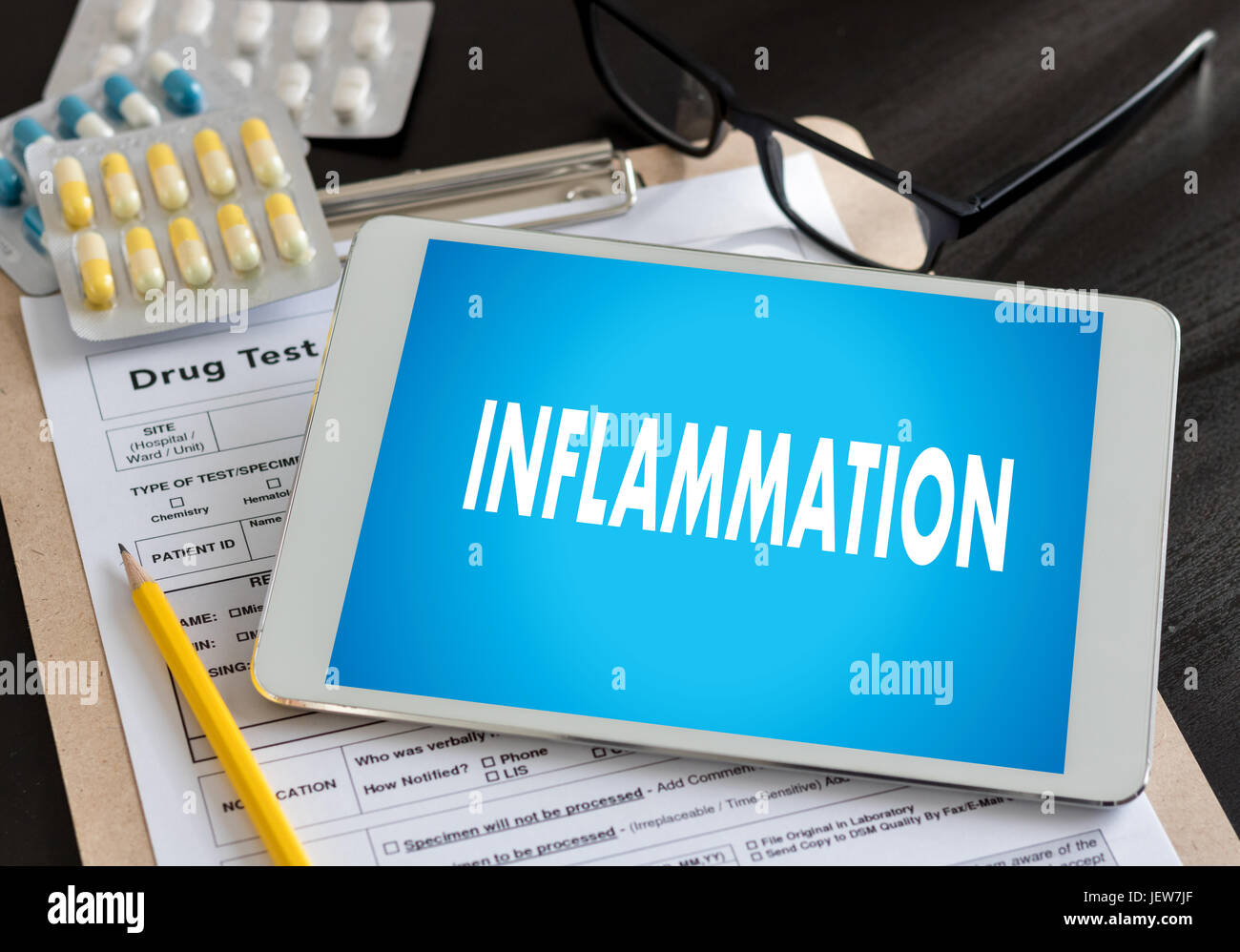 Inflammation Joint inflammation concept Medical Report , lymph glands , allergies. dermatology