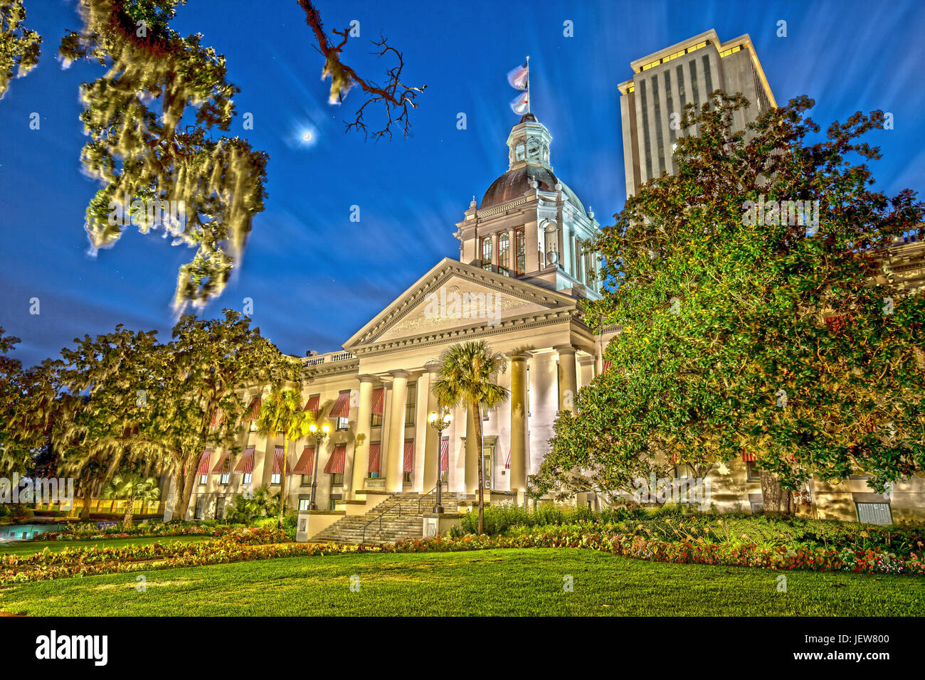Historic Old Capitol in Tallahassee at Night Stock Photo