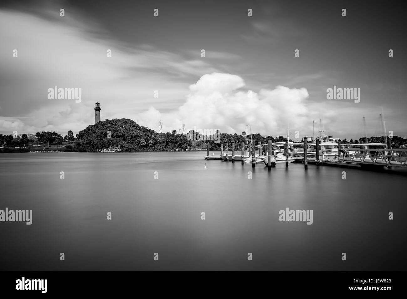 Lighthouse in Jupiter Florida in Black and White Stock Photo